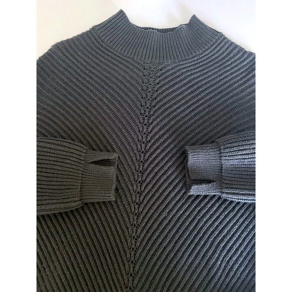 Marine Layer Sweater Womens Size Small Black Ribbed Wool Blend Mock Neck Skylar - Picture 4 of 6